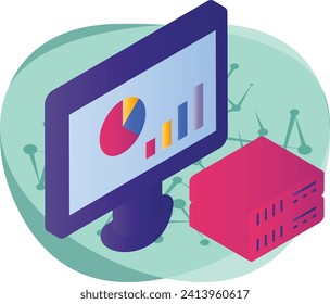 manage petabytes isometric Concept, Server optimization and analysis Vector Icon Design, Big data Symbol, Business intelligence Sign,Web hosting and Data Center Stock Illustration