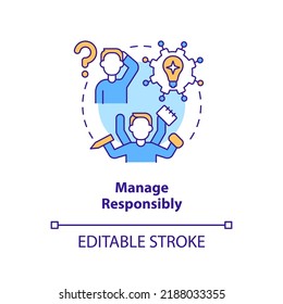 Manage responsibly concept icon. Addressing covid impact on logistics abstract idea thin line illustration. Isolated outline drawing. Editable stroke. Arial, Myriad Pro-Bold fonts used