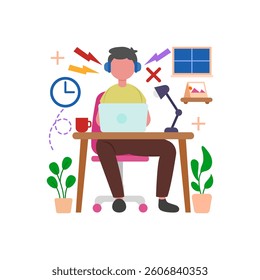 Manage work distractions effectively Vector Illustration