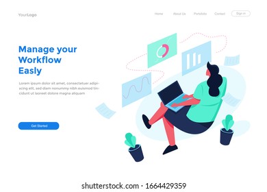 Verwalten Sie Ihren Workflow ganz einfach Moderne Vektorillustration Illustration Landing Page Konzepte und Webdesign