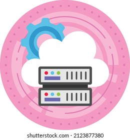 Managed Remote Machine Concept, Database as a Service Platform Vector Icon Design, Cloud Processing Symbol, Computing Services Sign, Web Services and Data Center stock illustration