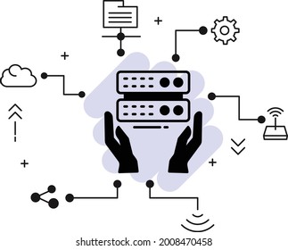 Managed service provider Concept, Server Technical support Vector Glyph Icon Design, Cloud computing and Web hosting services Symbol,  Enterprise Services stock illustration