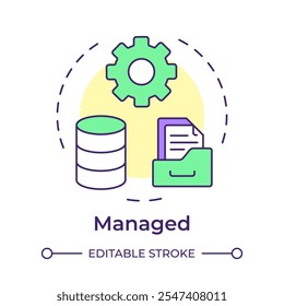 Managed stage multi color concept icon. Data governance maturity model. Structured data oversight. Round shape line illustration. Abstract idea. Graphic design. Easy to use in article