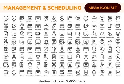 Management Administration and Scheduling Organizer Icons - Professional Vector Illustrations