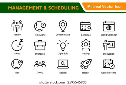 Management Administration and Scheduling Organizer Icons - Professional Vector Illustrations