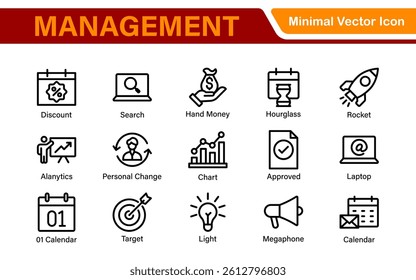 Management Administration and Scheduling Organizer Icons - Professional Vector Illustrations