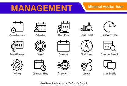 Management Administration and Scheduling Organizer Icons - Professional Vector Illustrations