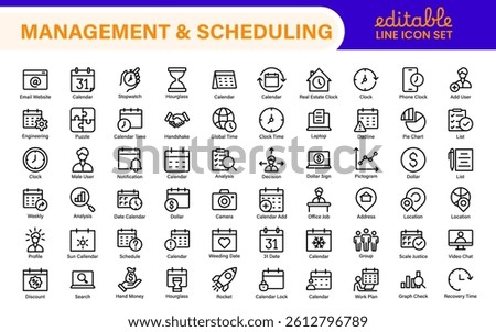 Management Administration and Scheduling Organizer Icons - Professional Vector Illustrations