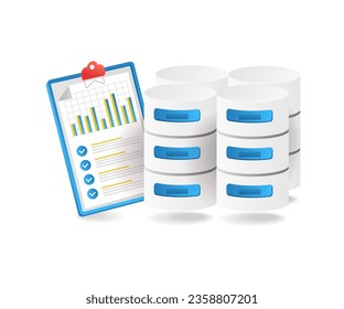 Management analysis database flat isometric illustration