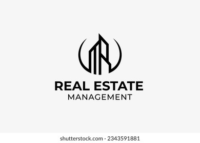 Management Building Real Estate Logo Design Template, RM initials