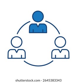 Management And Business Blue Line Icon Editable Stroke. Teamwork, Business, Task, Deadline, Planning, Strategy, Marketing, Leadership Line Icons Vector Illustration