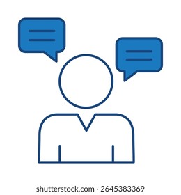 Management And Business Blue Line Icon Editable Stroke. Teamwork, Business, Task, Deadline, Planning, Strategy, Marketing, Leadership Line Icons Vector Illustration