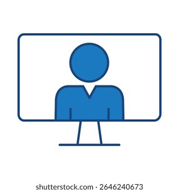 Management And Business Blue Line Icon Editable Stroke. Teamwork, Business, Task, Deadline, Planning, Strategy, Marketing, Leadership Line Icons Vector Illustration