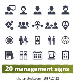 Management, business, developing, ceo, office persons and users: vector icons set.