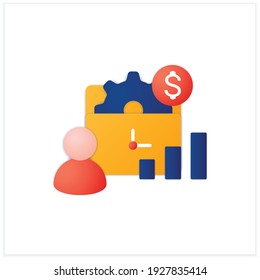 Management of business flat icon. Correct coordination of business project. Successful and profitable growth. Effective work control concept. 3d vector illustration