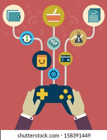Management of business and payment. Flat style - vector illustration