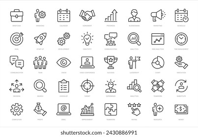 Management and Business thin line icons set. Management icon collection. Vector illustration