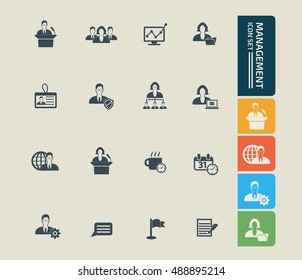 
Management, businessman icon set, vector