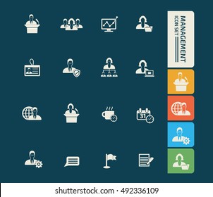 Management, businessman icon set, vector