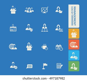 
Management, businessman icon set, vector