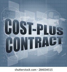 Management concept: cost plus contrast words on digital screen vector