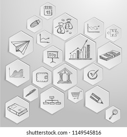 Management concept with Doodle design style. Hand drawn business symbols.