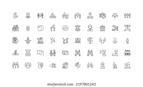 Management concept ideas, linear icons, line signs set, vector collection