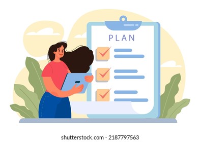 Management Concept. Successful Business Project Planning, Development And Scheduling. Management And Marketing Strategy Development, Leadership And Coordination. Flat Vector Illustration