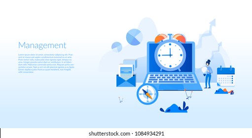 Management Concept for web page, banner, presentation, social media, documents, cards, posters. Vector illustration