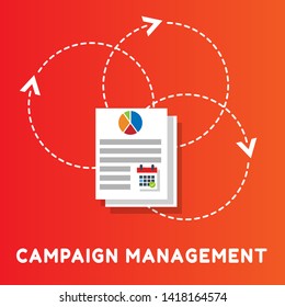 management concept with word "campaign management" graph an calendar icon