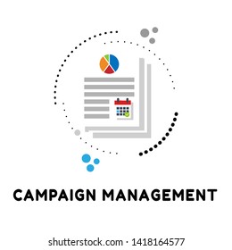 management concept with word "campaign management" graph an calendar icon