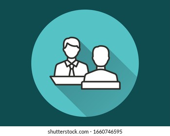 Management consulting icon. Simple illustration with long shadow isolated for graphic and web design.