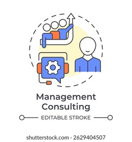 Management consulting multi color concept icon. Workflow efficiency, performance. Round shape line illustration. Abstract idea. Graphic design. Easy to use in infographic, presentation