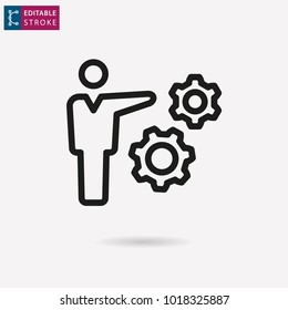 Management consulting - outline black icon. Editable stroke. Vector illustration