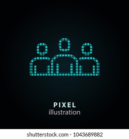 Management consulting - pixel icon. Vector Illustration. Design logo element. Isolated on black background. It is easy to change to any color.