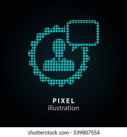 Management consulting - pixel icon. Vector Illustration. Design logo element. Isolated on black background. It is easy to change to any color.
