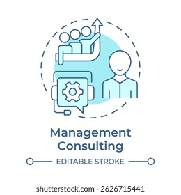 Management consulting soft blue concept icon. Workflow efficiency, performance. Round shape line illustration. Abstract idea. Graphic design. Easy to use in infographic, presentation