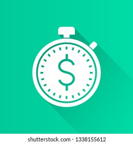 Management consulting vector icon with long shadow. White illustration isolated on blue background for graphic and web design.