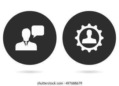 Management consulting vector icon. White illustration isolated on black background for graphic and web design.