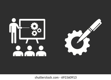 Management consulting vector icon. White illustration isolated on black background for graphic and web design.