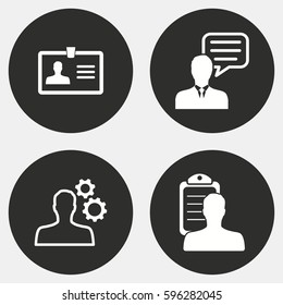 Management consulting vector icons set. White illustration isolated for graphic and web design.