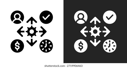 Icono De Control De Gestión En Blanco Y Negro Estilo Glifo