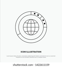 Management, Data, Global, Globe, Resources, Statistics, World Line Icon Vector