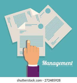 Management design over blue background, vector illustration