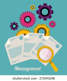Management design over blue background, vector illustration