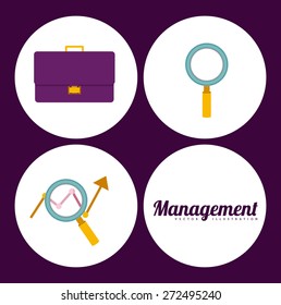 Management design over purple background, vector illustration