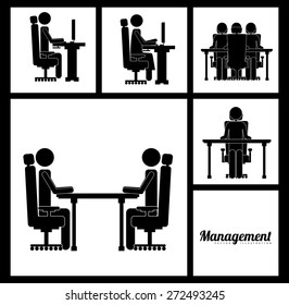 Management design over white background, vector illustration