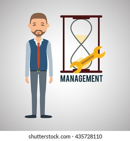 Management design. Person icon. Isolated illustration