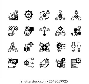 Management Development Program editable stroke icon set.