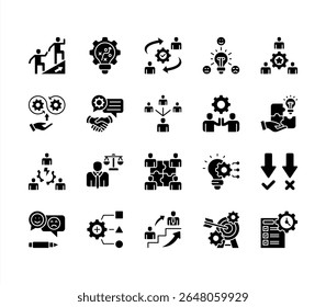 Management Development Program editable stroke icon set.